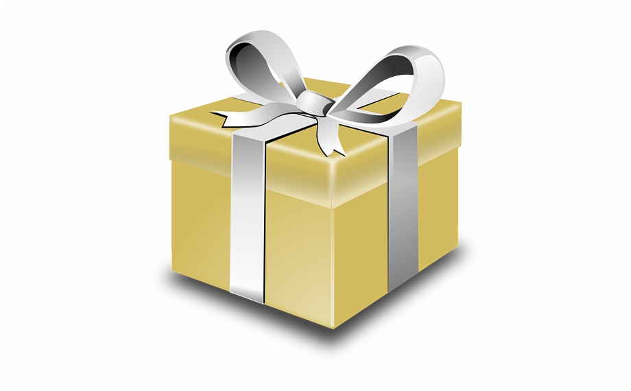 Present Gift Gold Bow Christmas Png Image