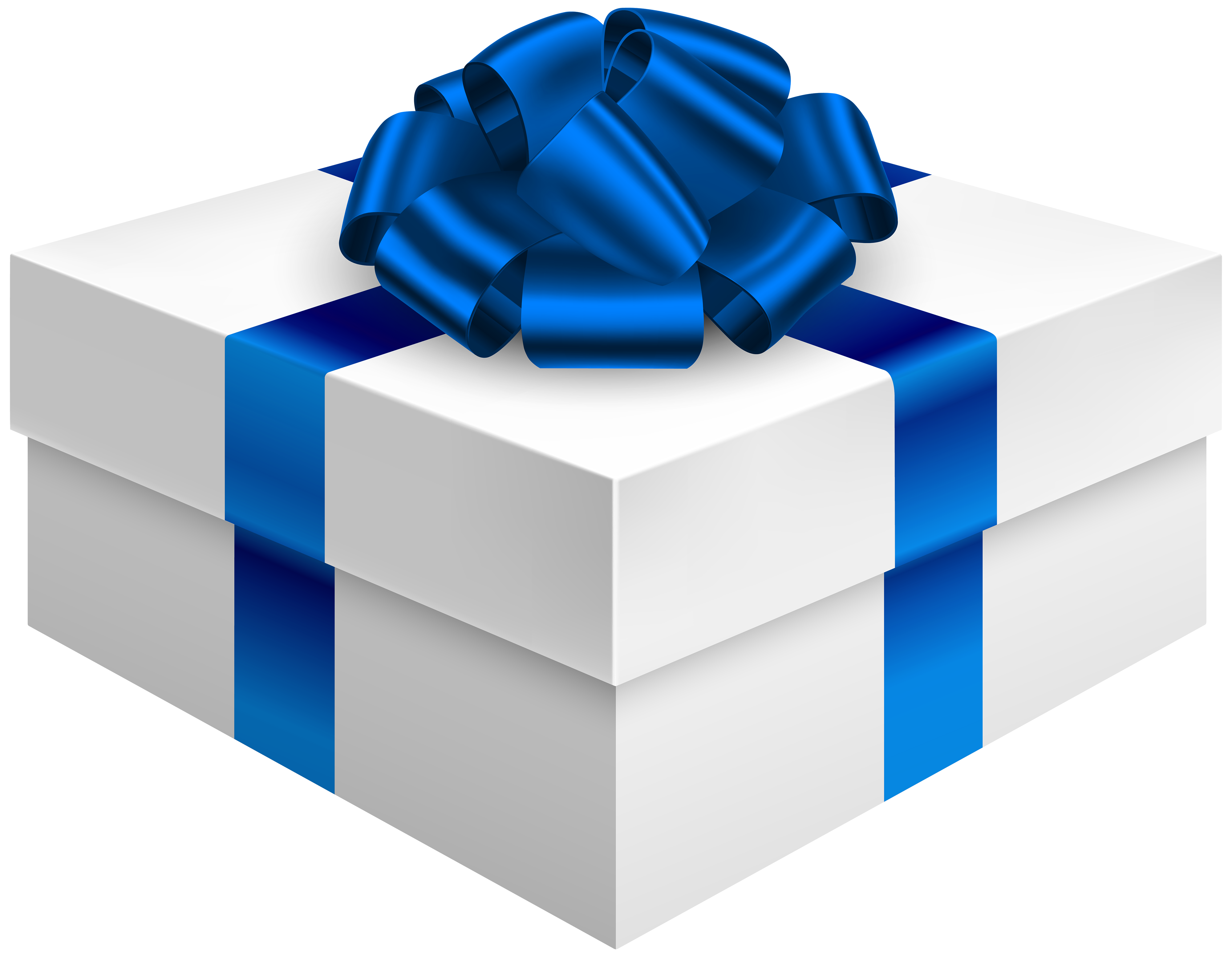 Gift Box with Dark Blue Bow PNG Clipart