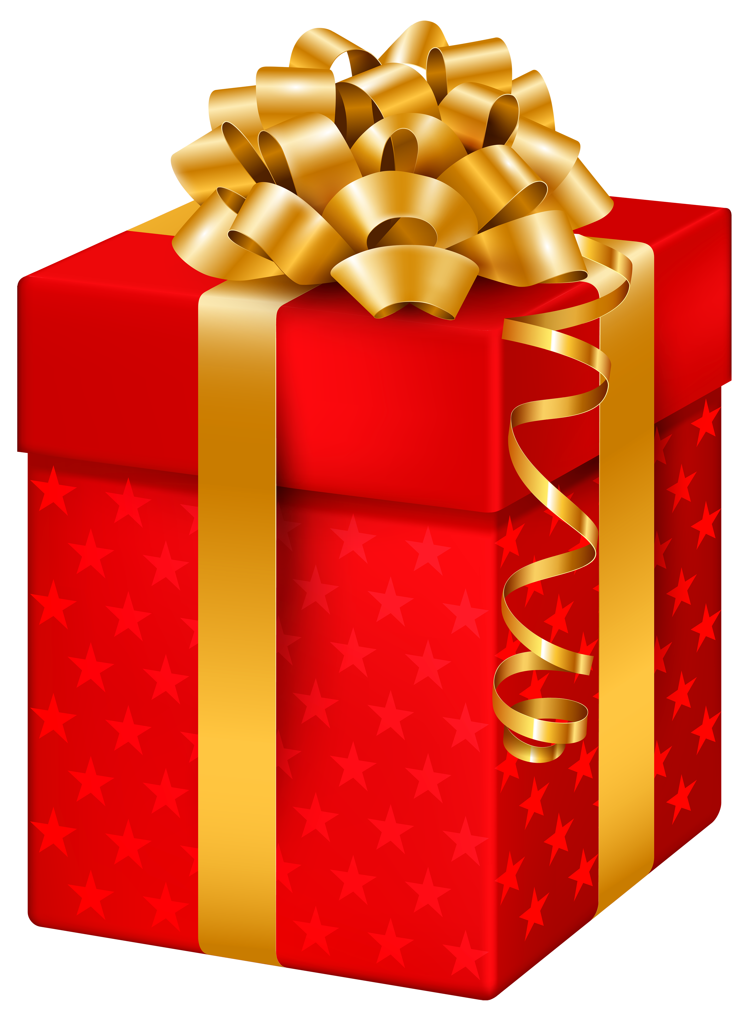 Red Gift Box with Stars PNG Clipart