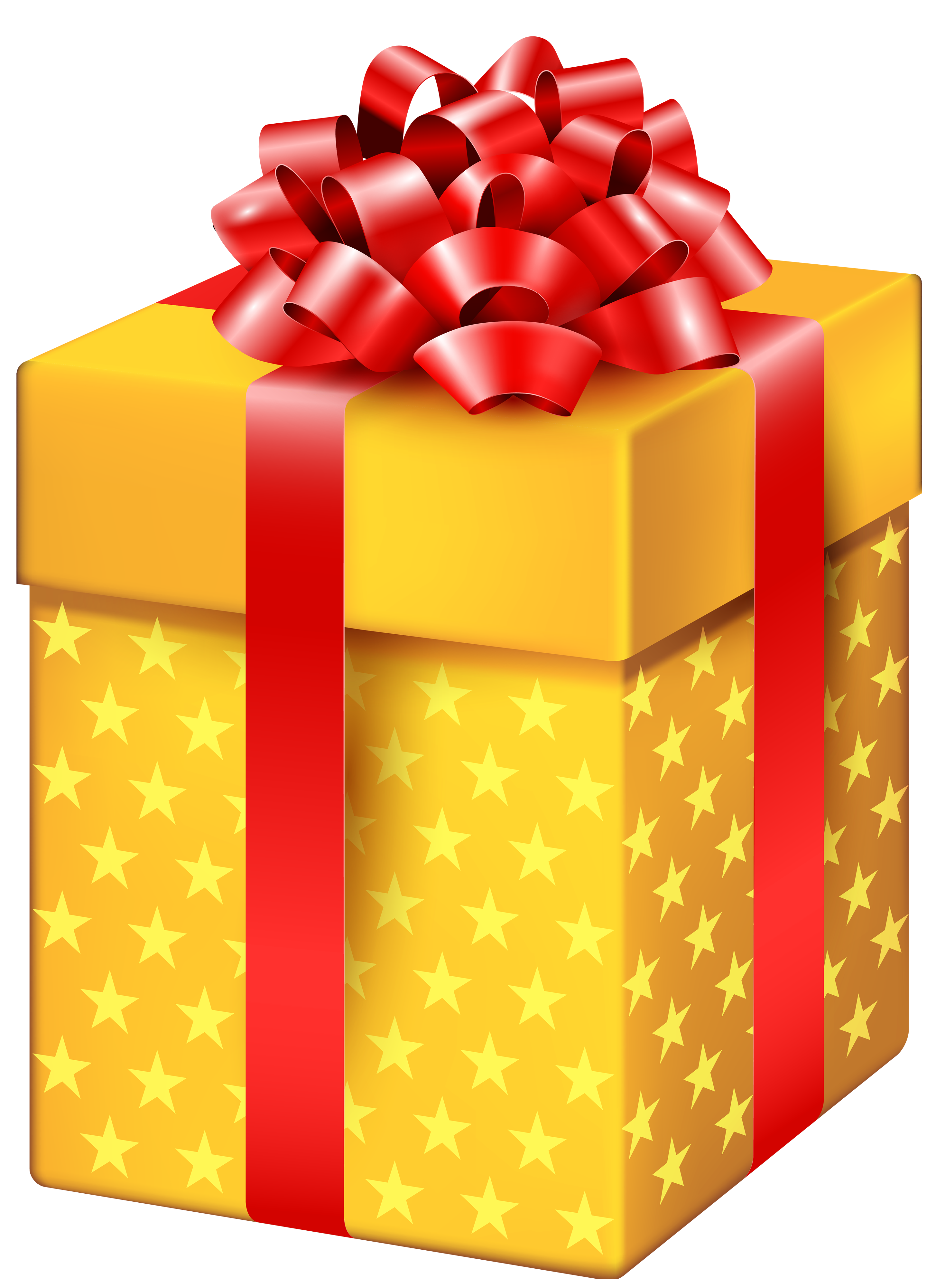 Yellow Gift Box with Stars PNG Clipart