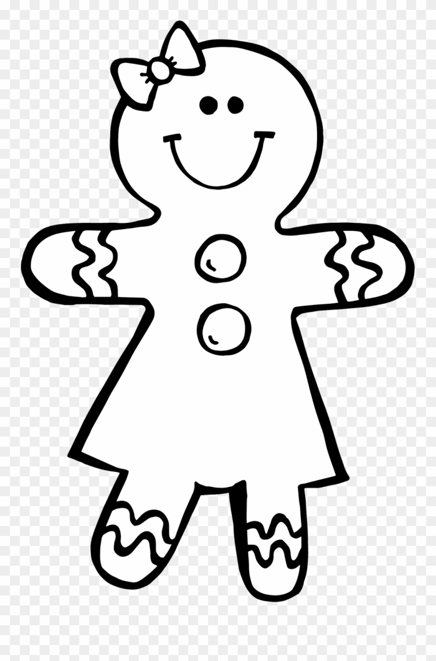 Gingerbread Man Black And White Clipart Kid