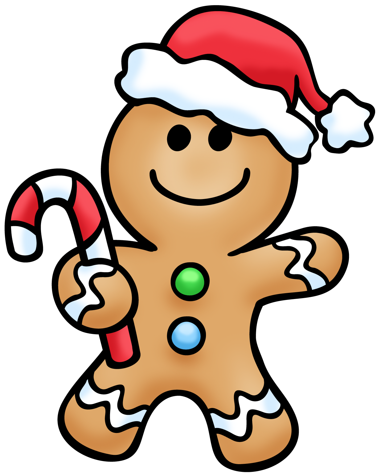 Gingerbread with hat santa clipart