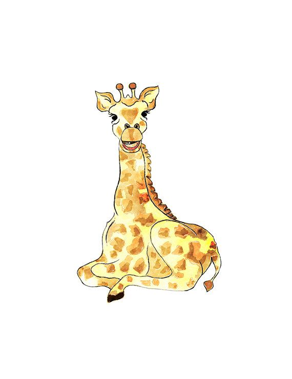 Watercolor sitting giraffe.
