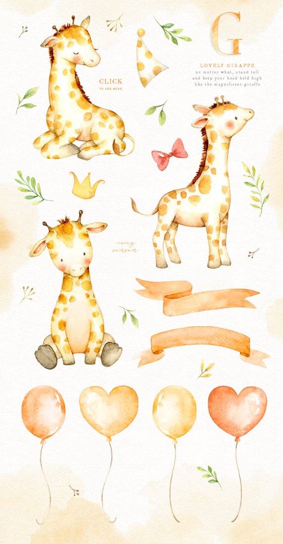 Lovely giraffe watercolor.