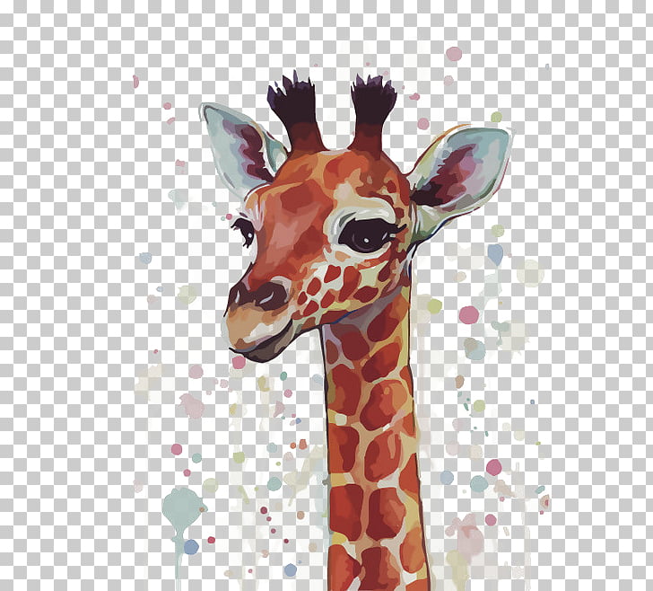 Giraffe watercolor animals.