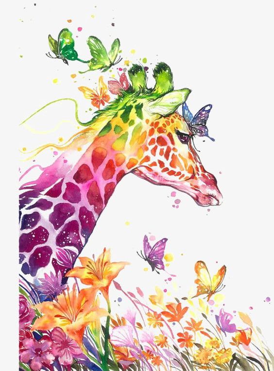 Watercolor Giraffe PNG, Clipart, Animal, Cartoon, Color
