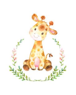 Watercolour giraffe clipart.
