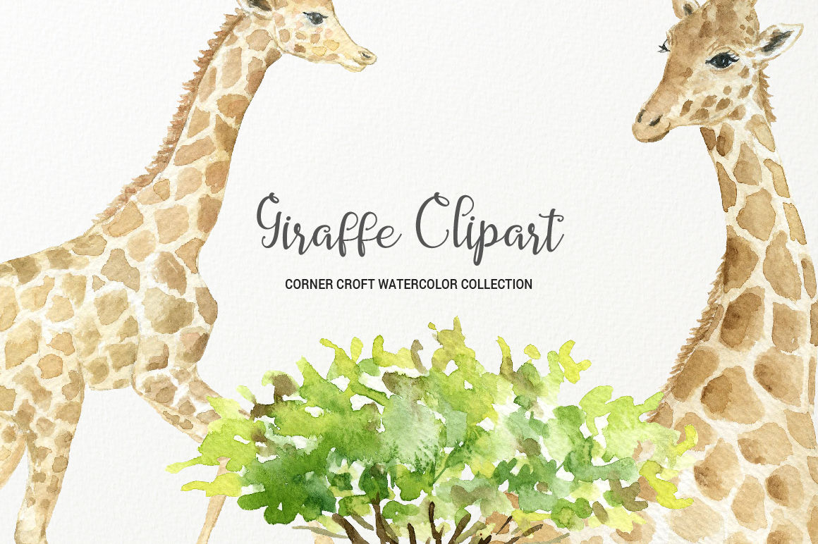 Giraffe clipart, watercolor giraffe family By Cornercroft