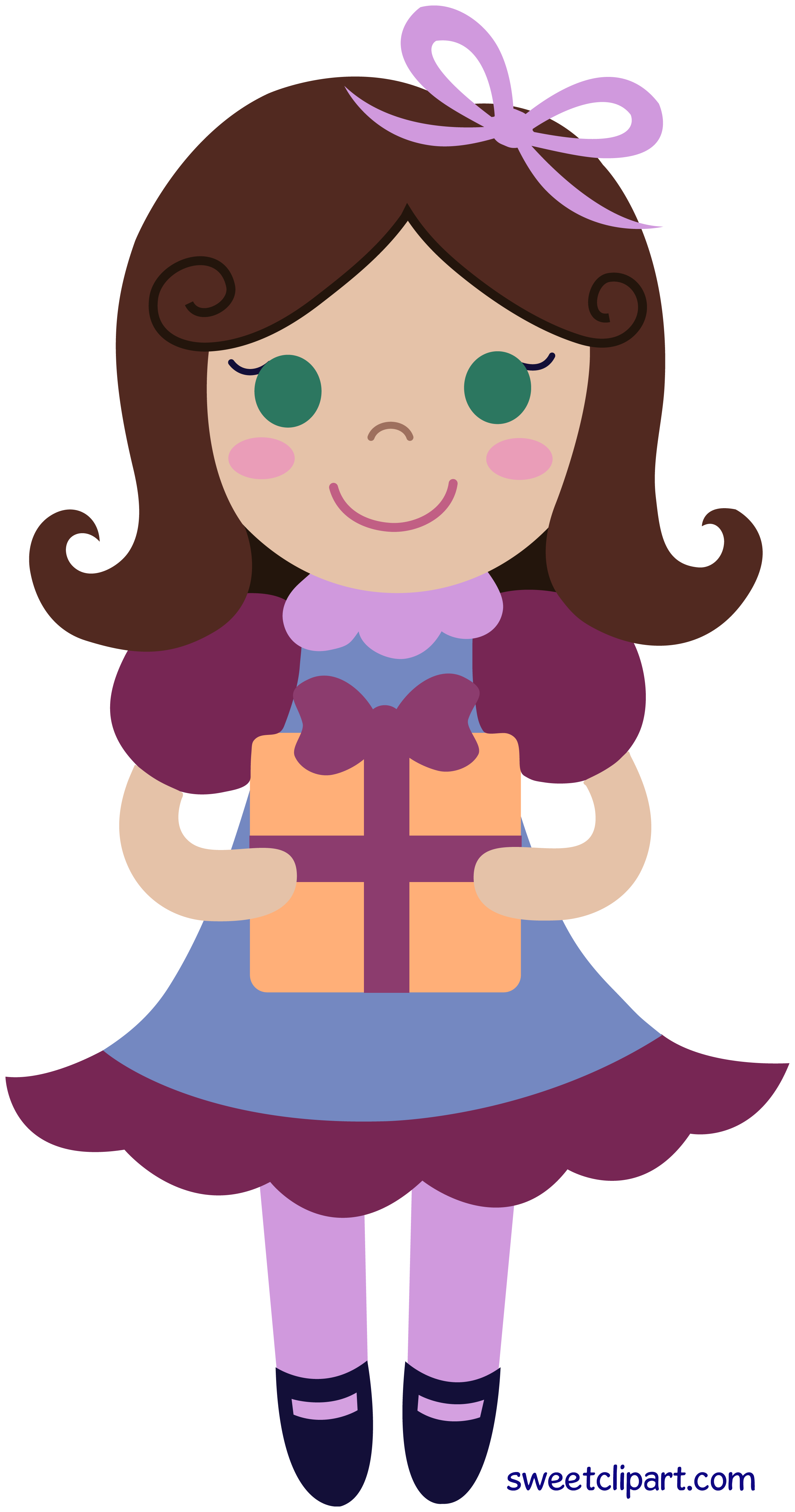 Birthday Girl With Gift Clip Art