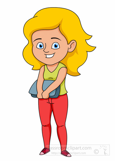 Fashion clipart girl standing holding bag clipart
