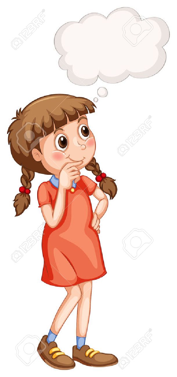 Girl thinking clipart
