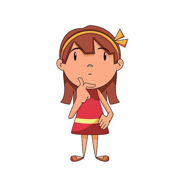 Child thinking girl thinking clipart pencil and in color