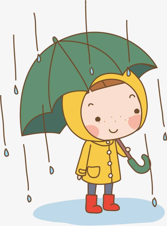 Cartoon Hand Painted Rain Umbrella Girl