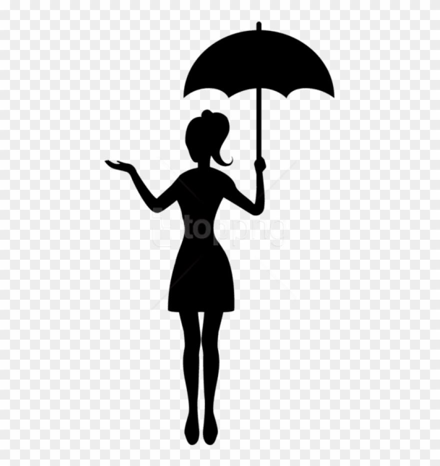 Free Png Girl With Umbrella Silhouette Png