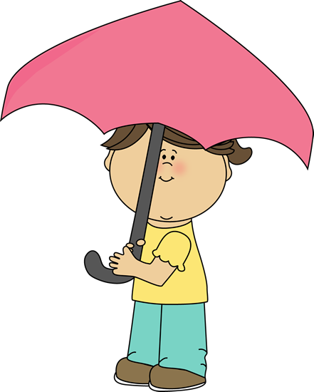 Little Girl with an Umbrella Clip Art