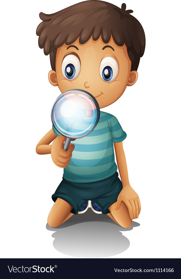 Boy and magnifying.