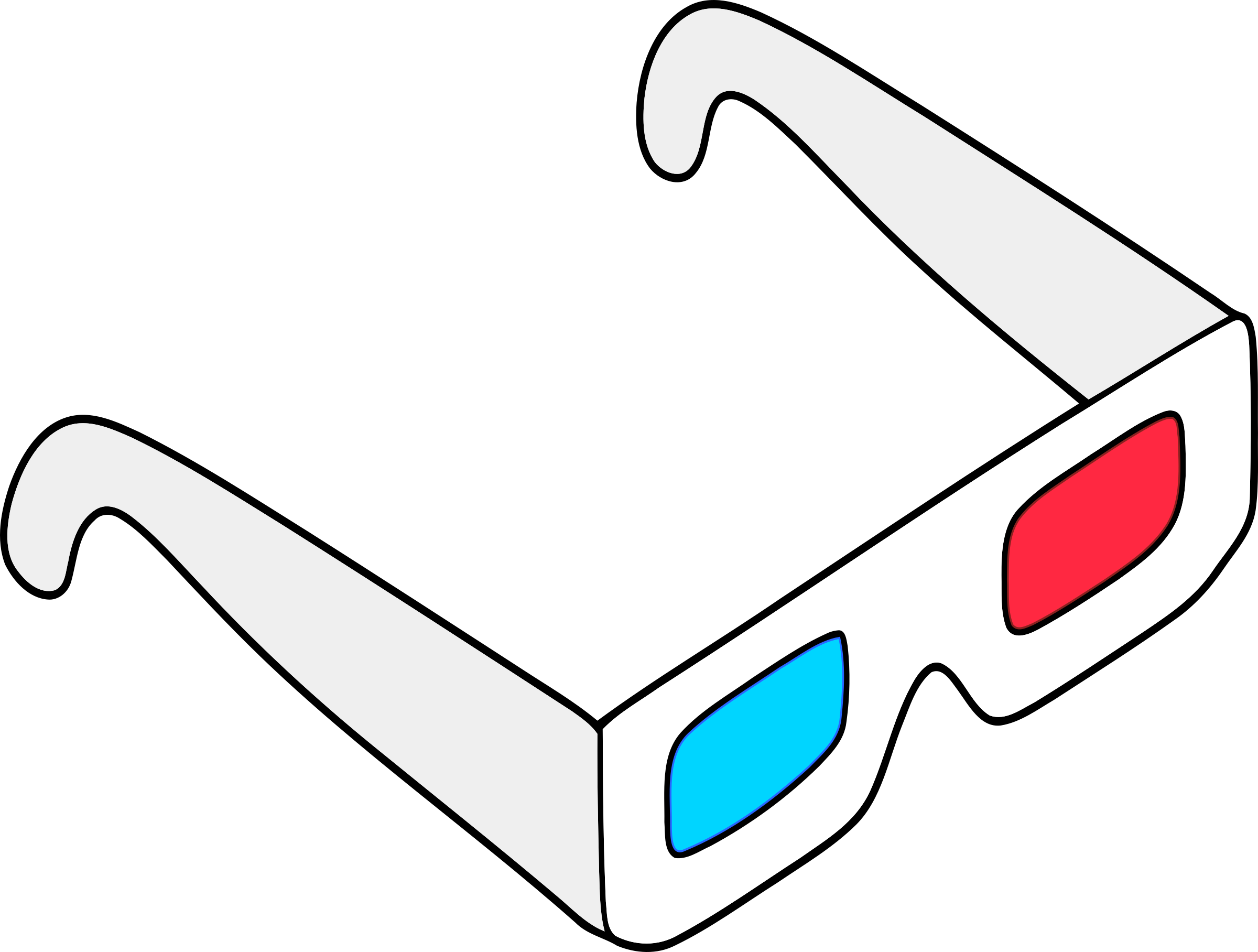 Anaglyph glasses colored.