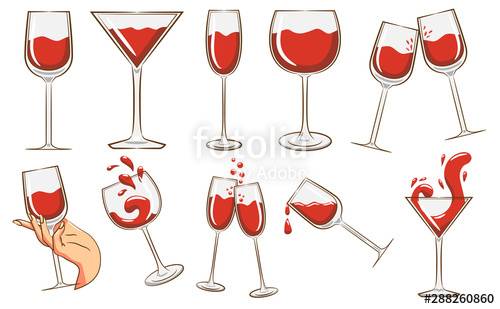 Wine glass vector set graphic clipart design