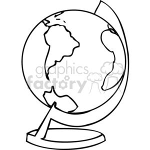 Black and white outline of a globe clipart
