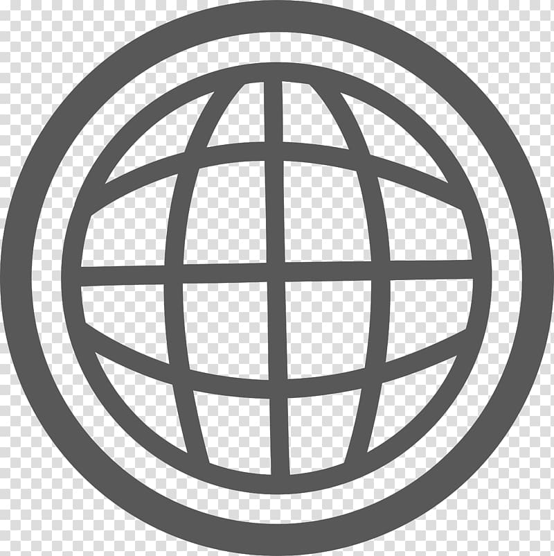 Black globe logo.