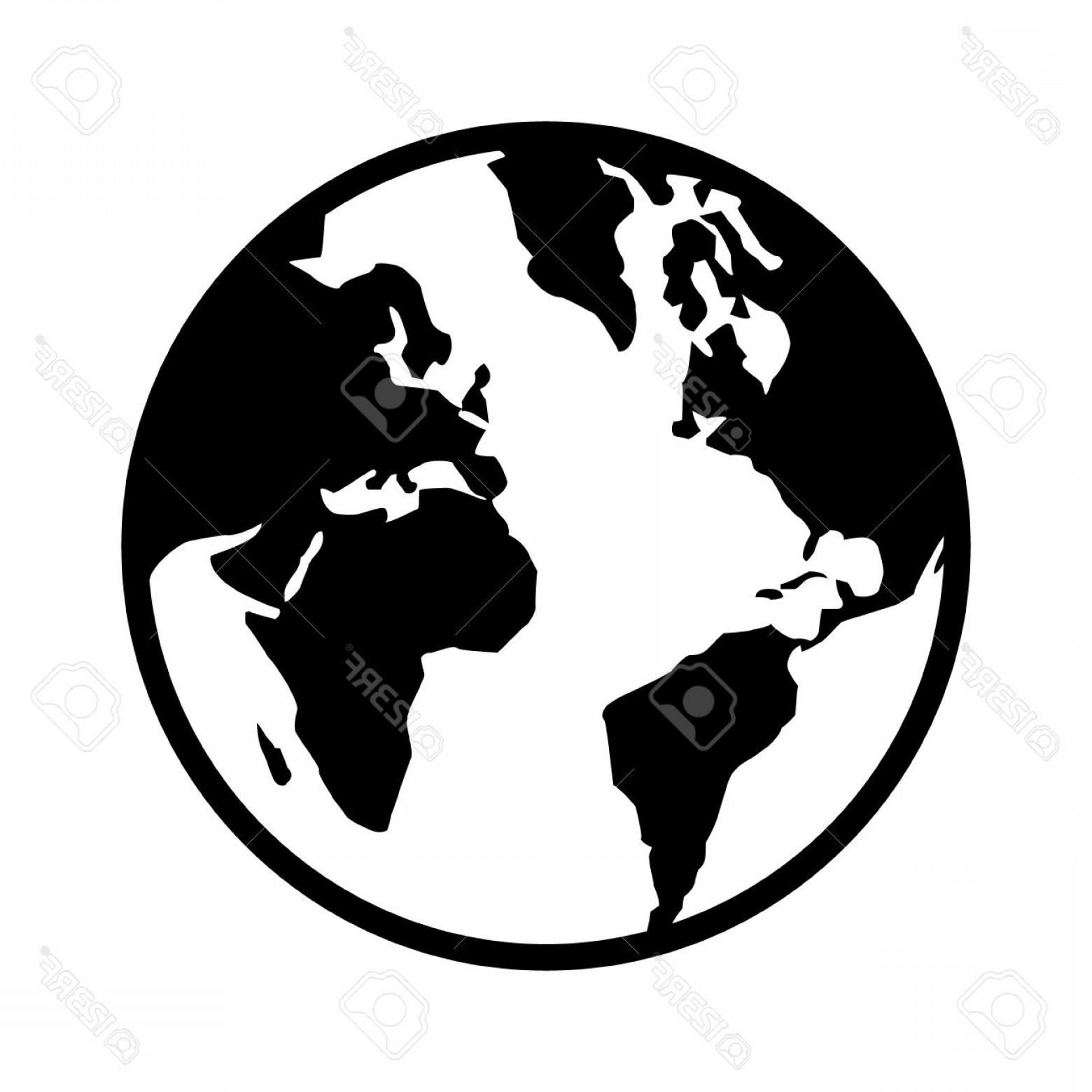 Globe Clipart Black And White Vector