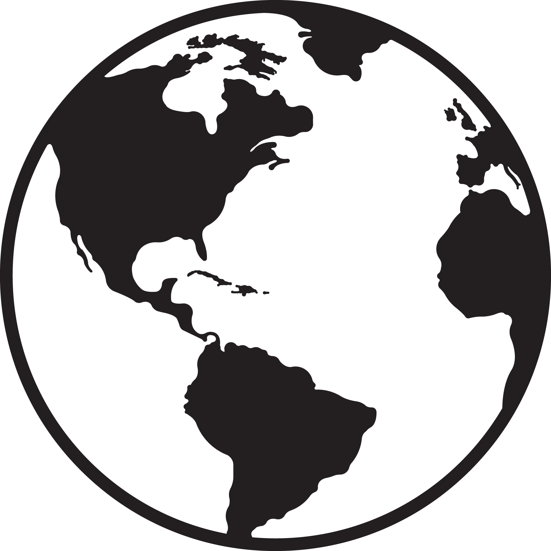 Black and white globe clipart clipground png