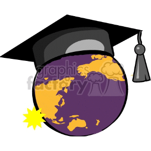 Cartoon globe wearing a cap clipart