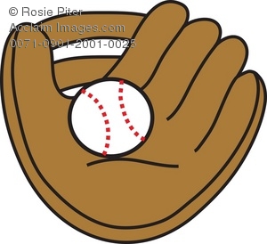Clip Art Illustration of a Baseball Glove With a Ball