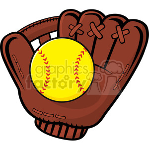 Baseball glove and yellow softball vector illustration isolated on white  background clipart