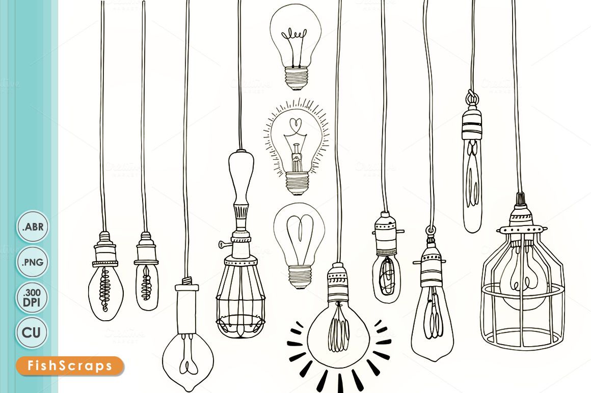Vintage Edison Light Bulb Clip Art by FishScraps on Creative