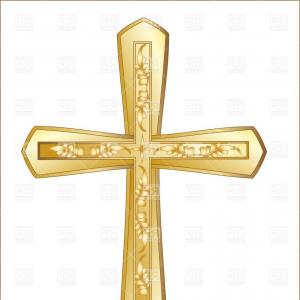 Golden Christian Cross Isolated On The White Background