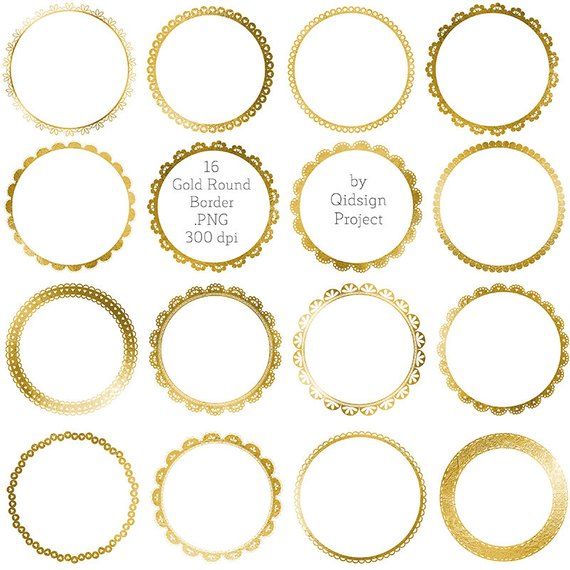 Gold frames clipart, Gold circle borders clipart Gold Round