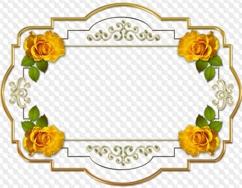 Gold border frames, format PNG, with roses, free PSD files