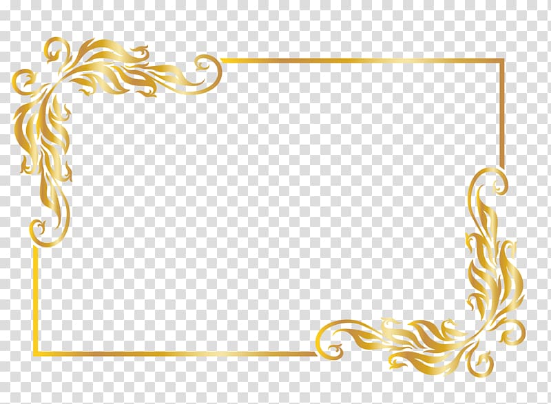 Gold frame, rectangular gold frame illustration transparent
