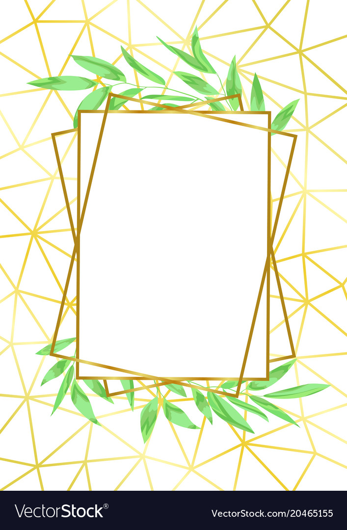 Gold geometric frame and greenery