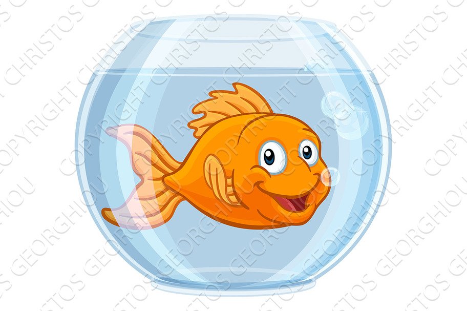 Goldfish in Gold Fish Bowl Cute