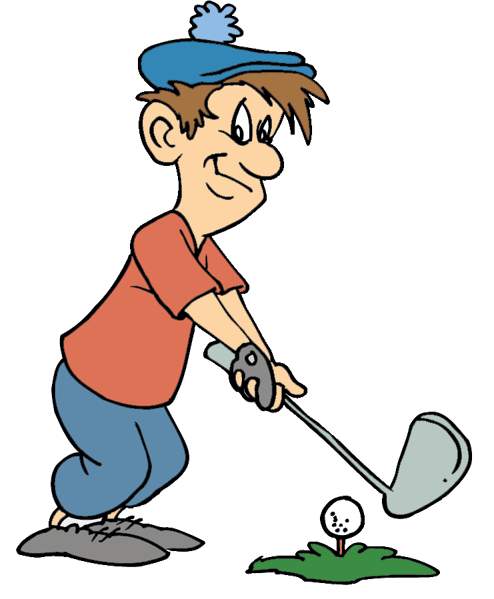 Boy golfing cliparts.