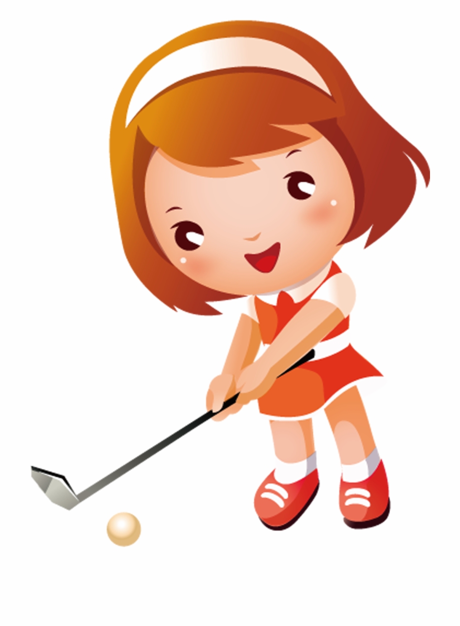Golf Sport Clip Art Little Girl Playing