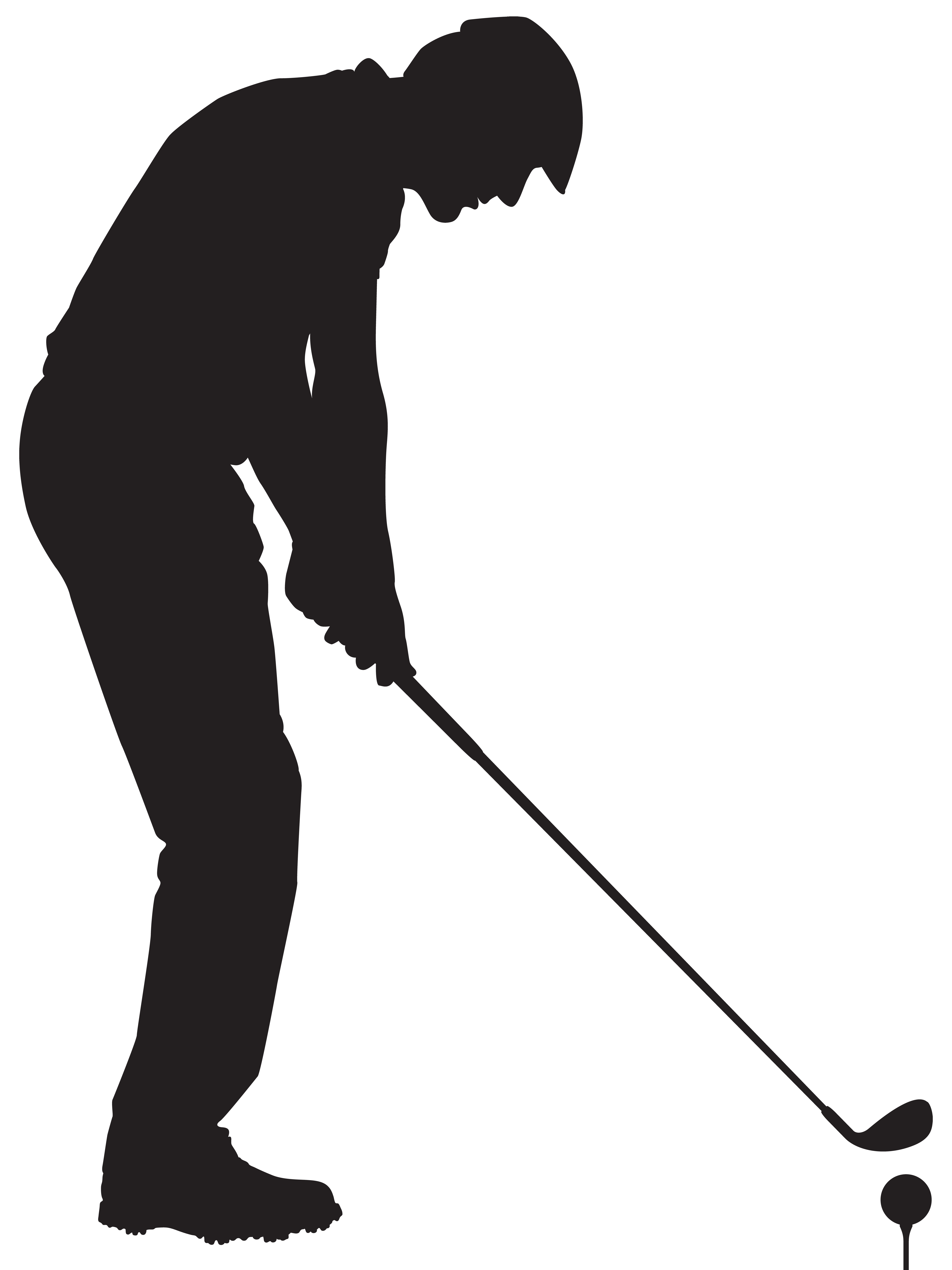 Man Playing Golf Silhouette PNG Clip Art Image