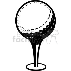 Black white vector golf ball on a tee clipart