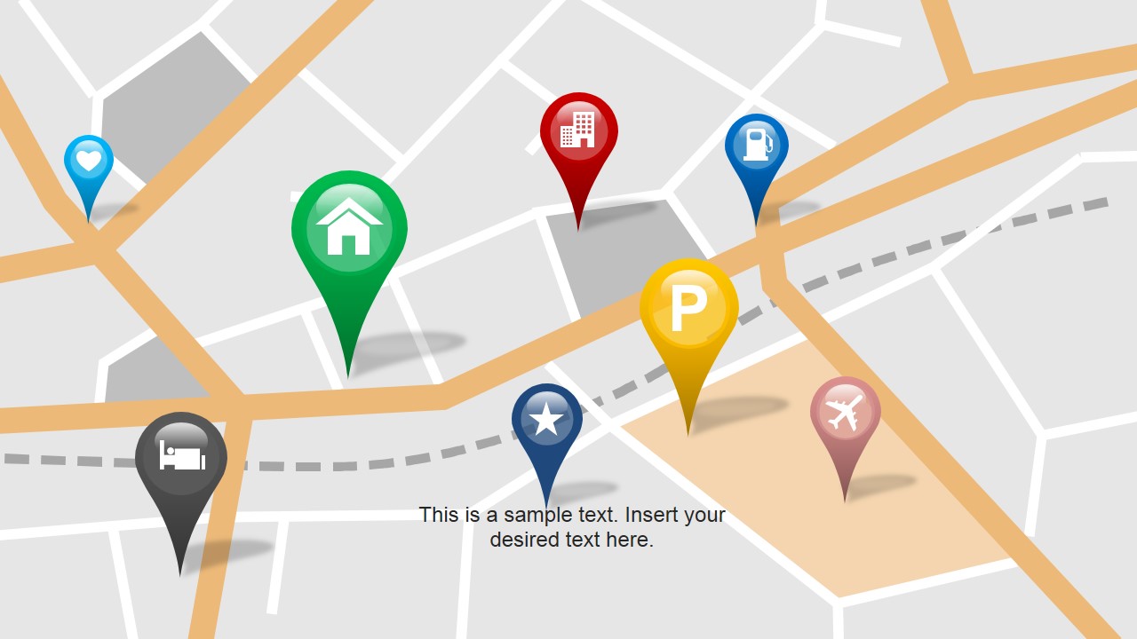 Map with GPS Icons PowerPoint Template