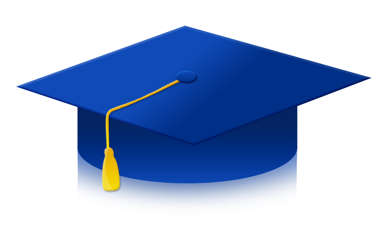 Blue graduation cap.