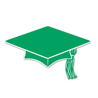 Green graduation cap.