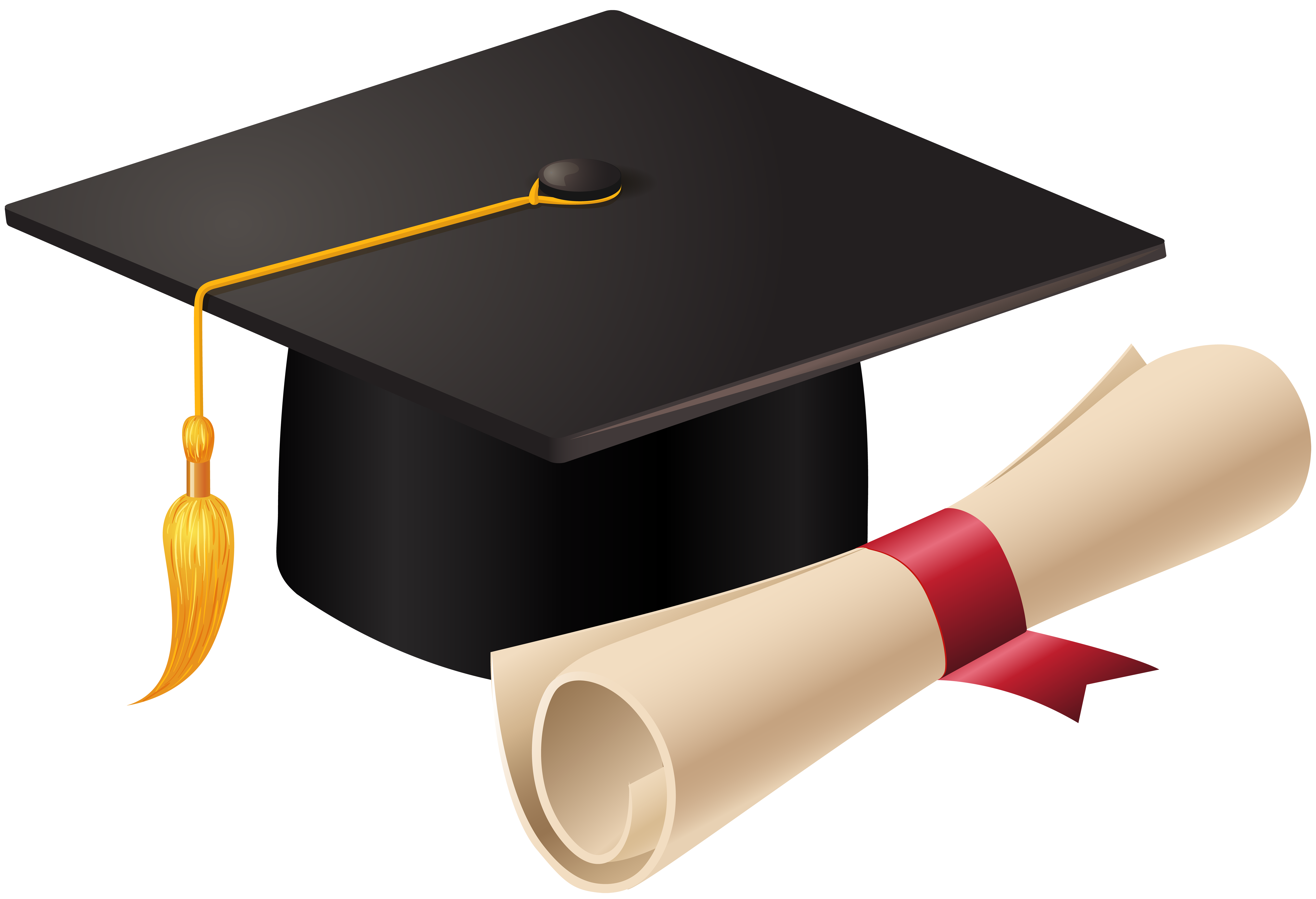 Graduation Cap and Diploma PNG Clip Art