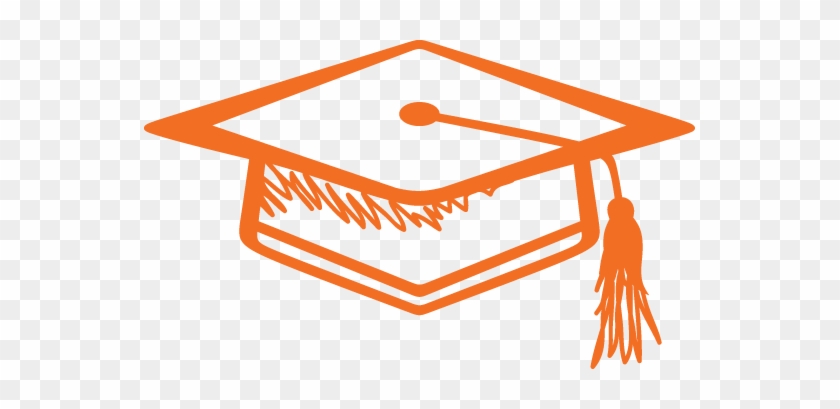 Orange graduation cap.