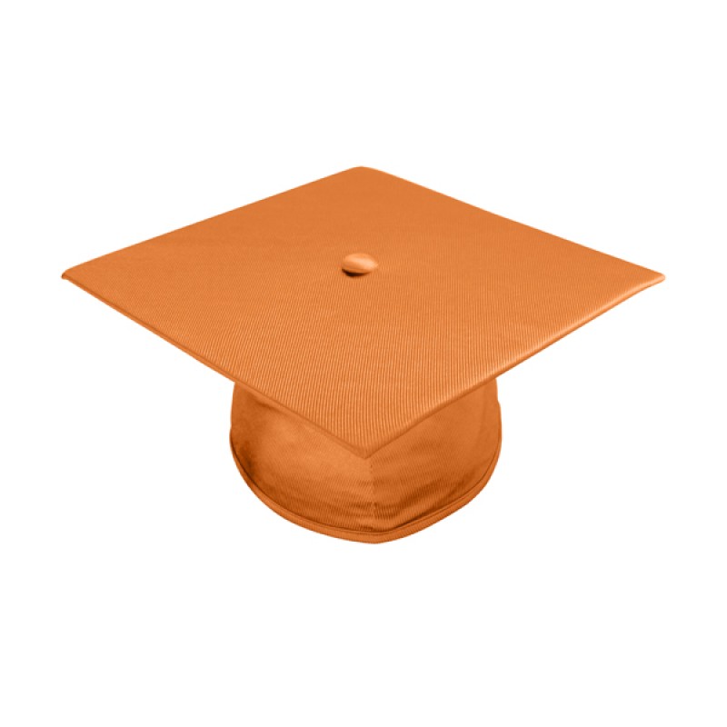 Orange graduation cap.