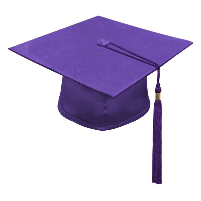Purple graduation caps.