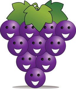 Bunch of Cartoon Character Grapes With Smiling Faces