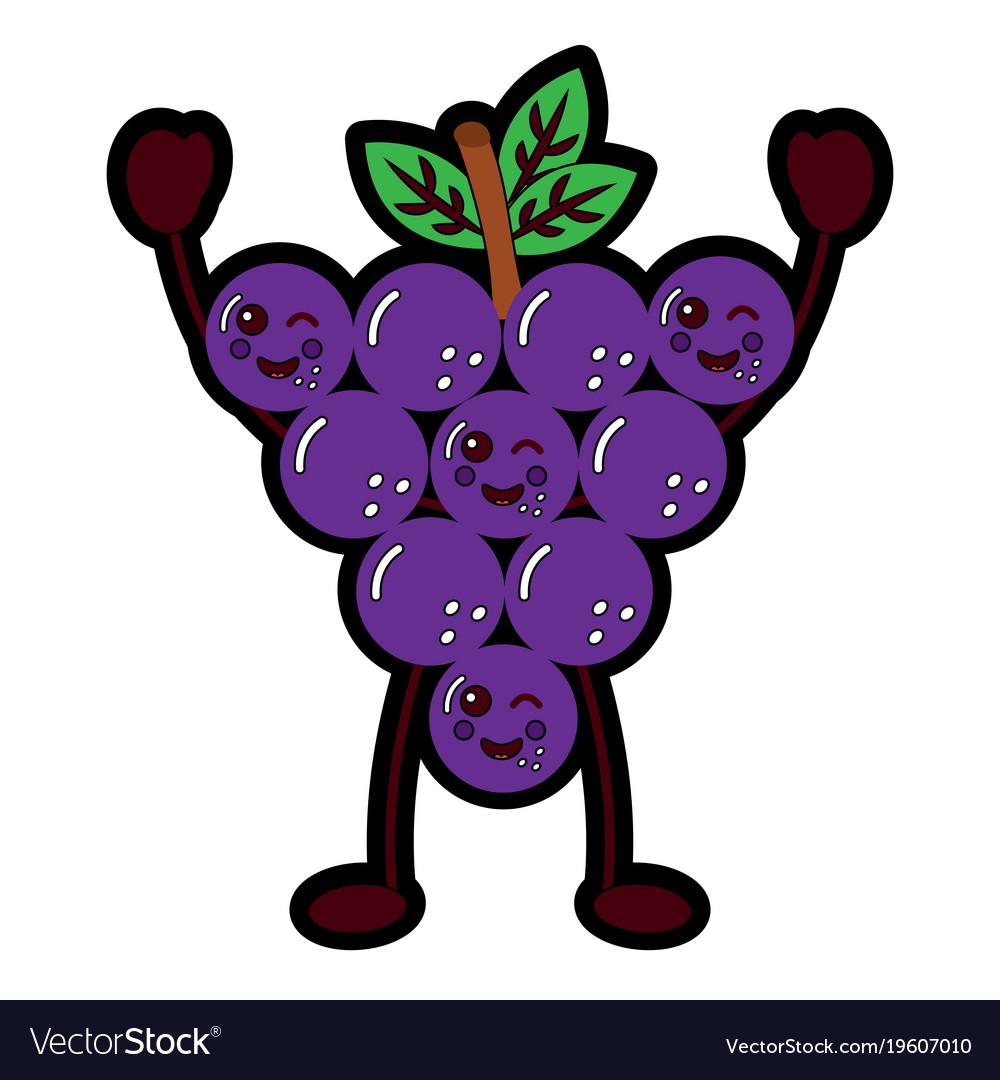 Funny kawaii bunch grapes cartoon cute