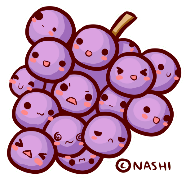 Grapes clipart kawaii.
